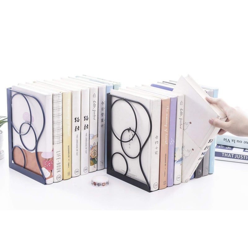 Gardesk Adjustable Bookends Metal Book Ends for Heavy Book Holder Heavy Duty Bookends Nonskid Bookcase Desktop Book Organizer Binder Holder - Image 2
